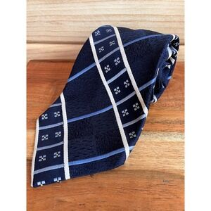Vintage Lanvin Tie Blue Square Shape Design Wide Bottom